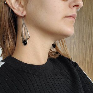 Silpada Sterling Silver Midnight Drop Dangle Black Onyx Earrings